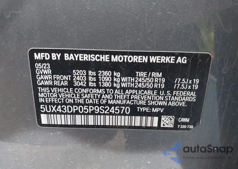 2023 BMW X3 Sdrive30I from USA, damaged, VIN 5UX43DP05P9S24570